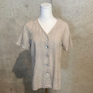 Vintage Carol Anderson Linen Blend Button Blouse | Neutral | Made in USA 🇺🇸